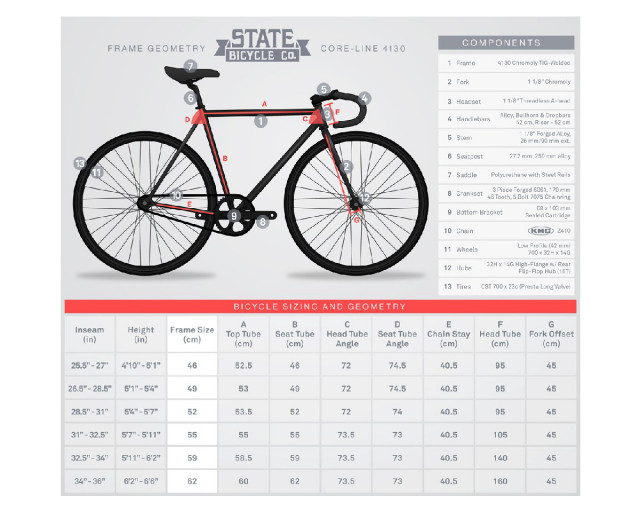 BIKE STATE BICYCLE CO 4130 MATTE BLACK