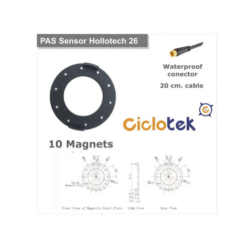 SENSOR PEDALEO PAS CICLOTEK EJE HUECO 10 IMANES